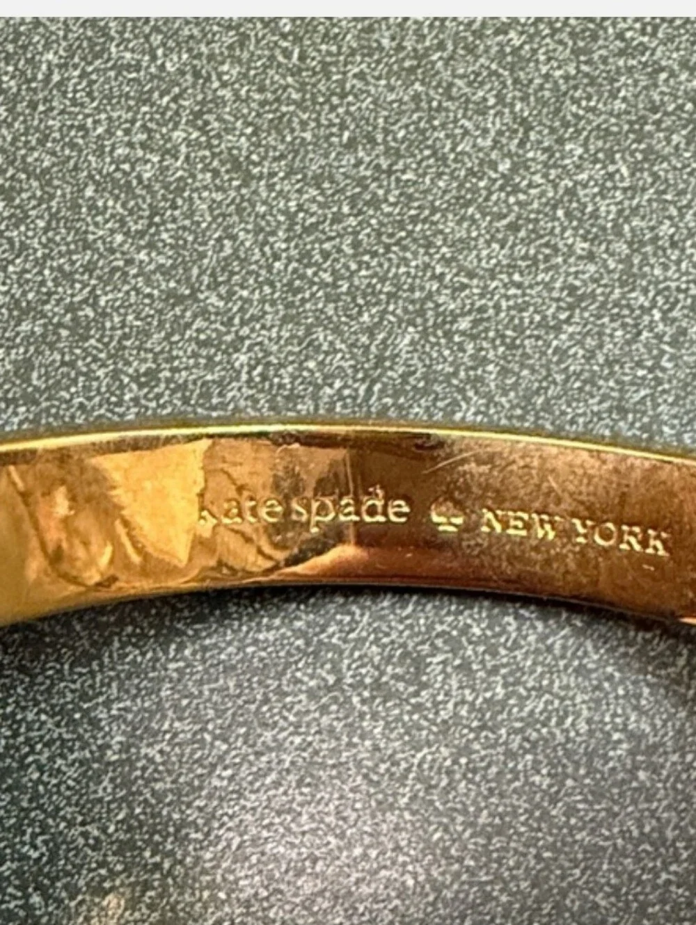 kate spade Gold-Tone and White Enamel Spade Cutout Bangle Bracelet EUC - Picture 2 of 10